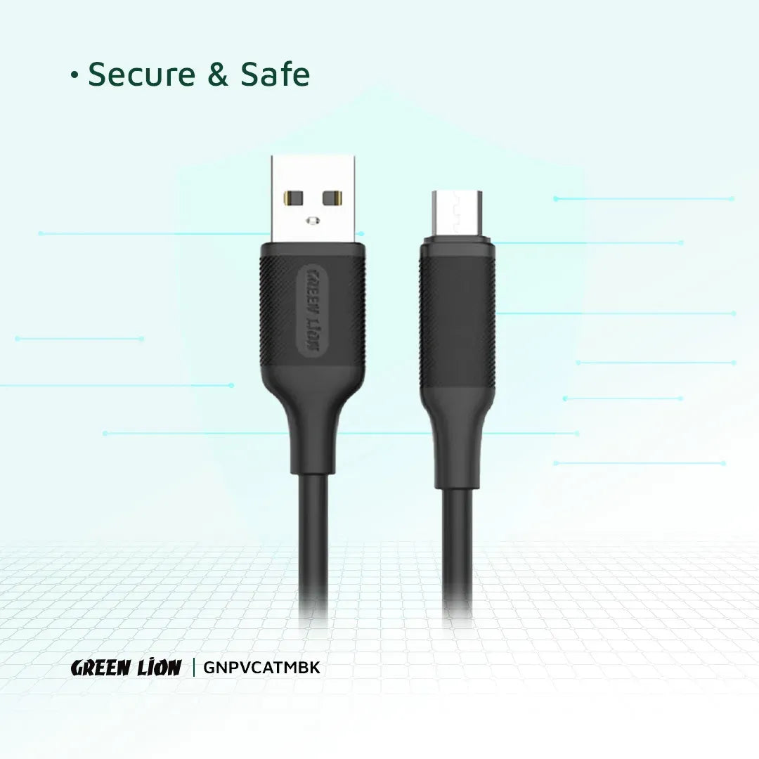Green Lion USB A to Micro USB Pvc Cable 1m 2 4a Black – image 6