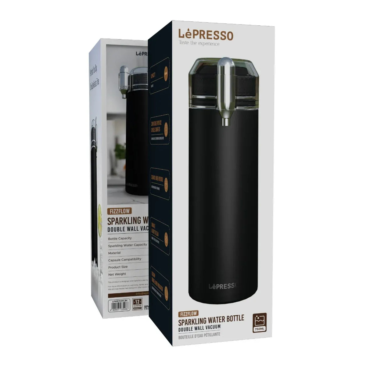 LePresso Sparkling Water Bottle Double Wall Vacuum - Black – image 2