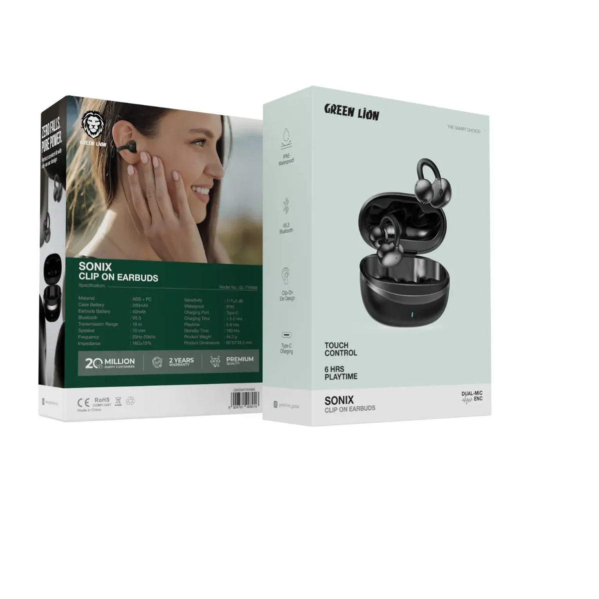 Green Lion Sonix Clip On Earbuds - Black – image 3