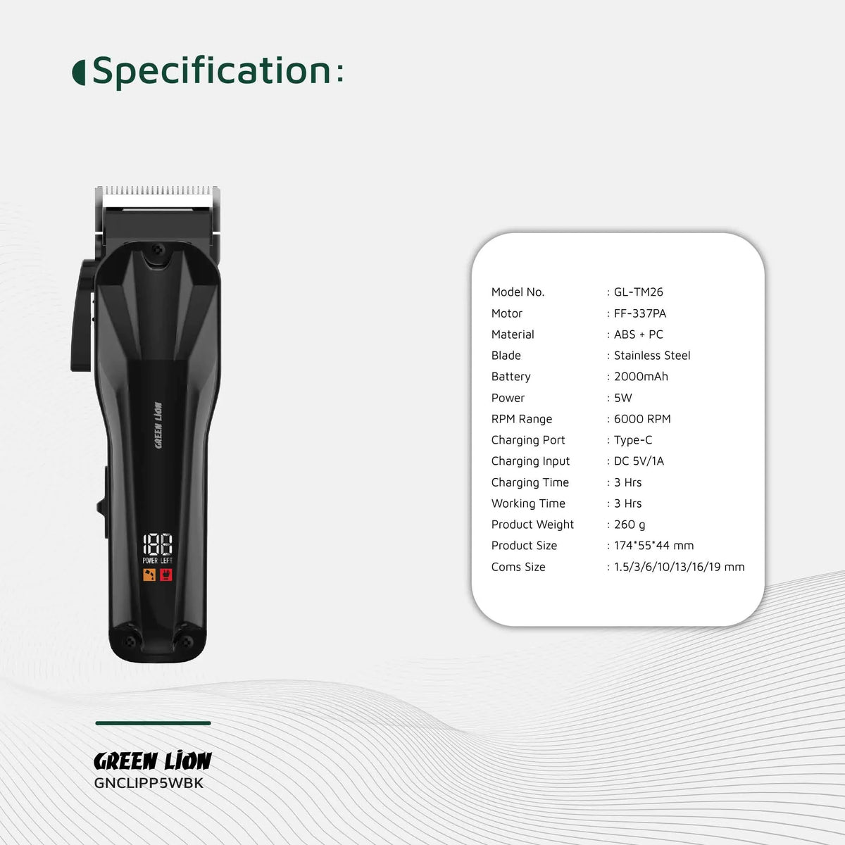 Green Lion Clip Pro Professional Hair Clipper Black – image 13