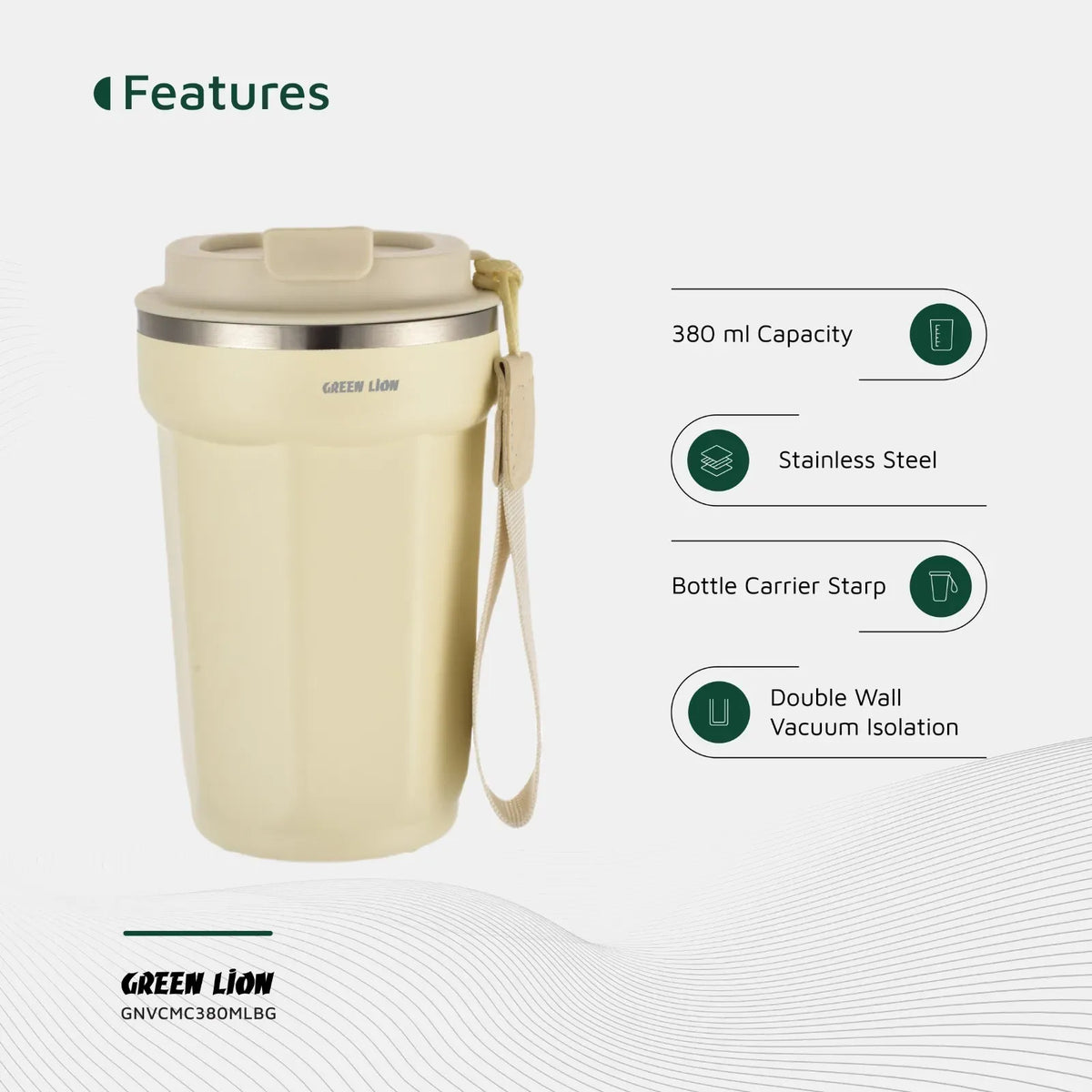 Green Lion Vacuum Mug 380 ml - Beige – image 8