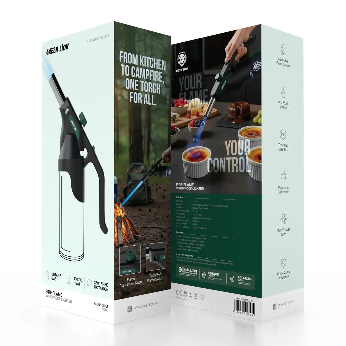 Green Lion Fire Flame Windproof Lighter Black – image 4