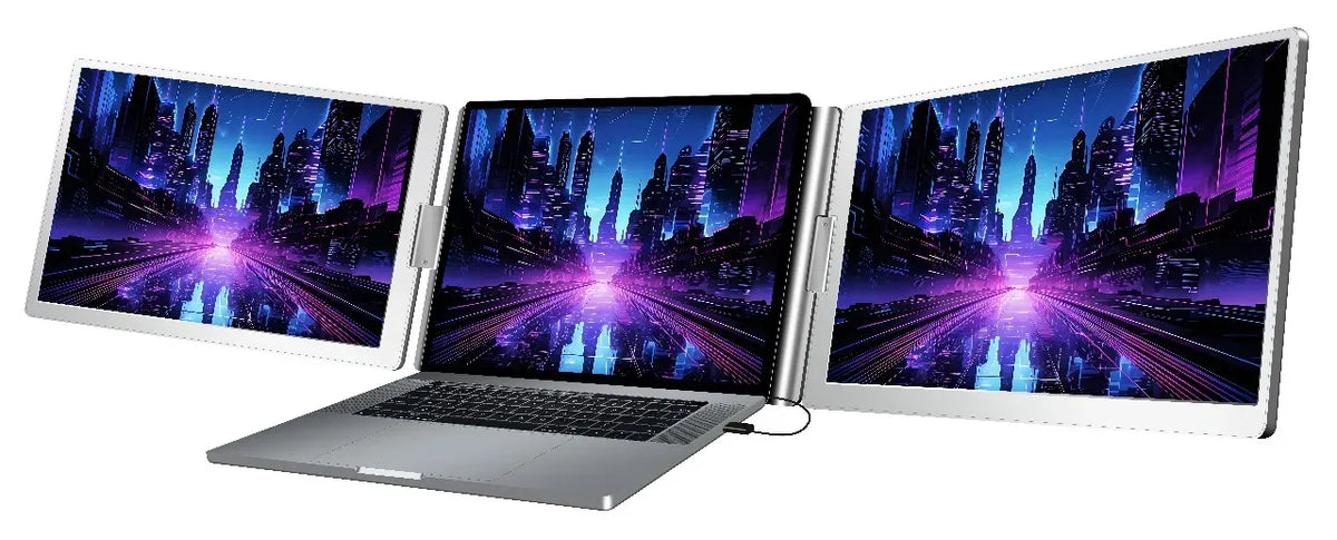 Powerology Dual Screen Portable Monitor Silver – image 3