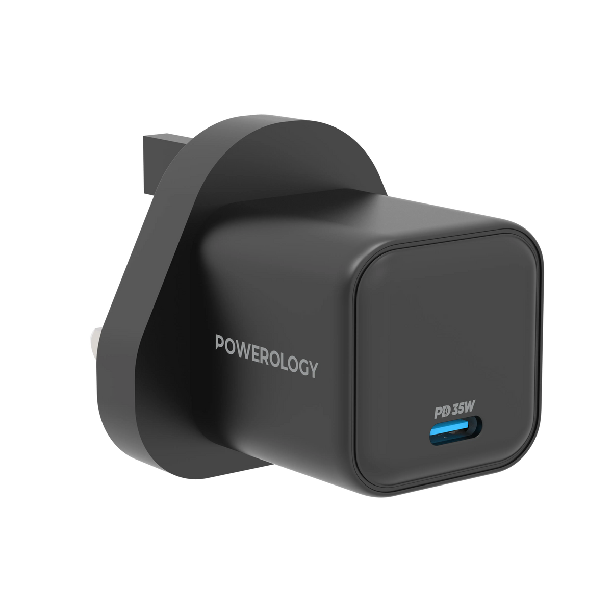 Powerology 35w Single Port Type C Gan Charger with Uk Plug Black – image 10