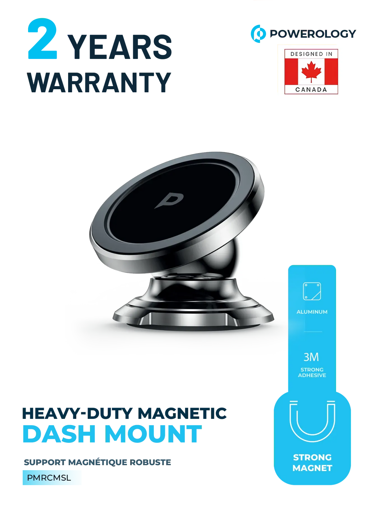 Powerology Heavy-Duty Magnetic Dash Mount - Silver – image 4