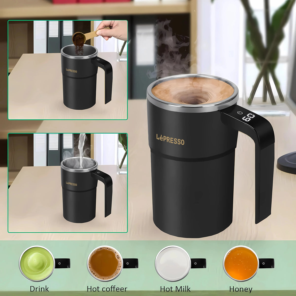 LePresso Stirmagic Auto Stirring Mug Black – image 3