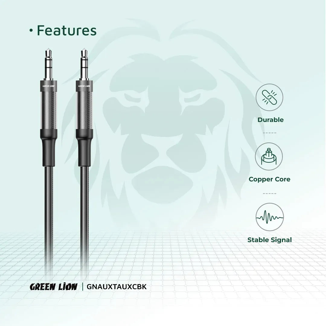 Green Lion Aux to Aux Braided Cable 1m Black – image 4