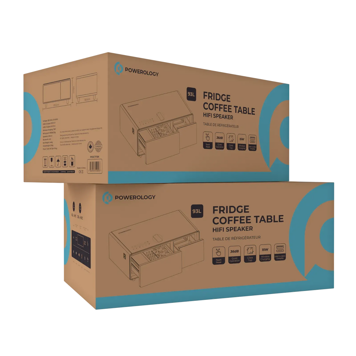 Powerology Fridge Coffee Table Hifi Speaker 93l Black – image 18