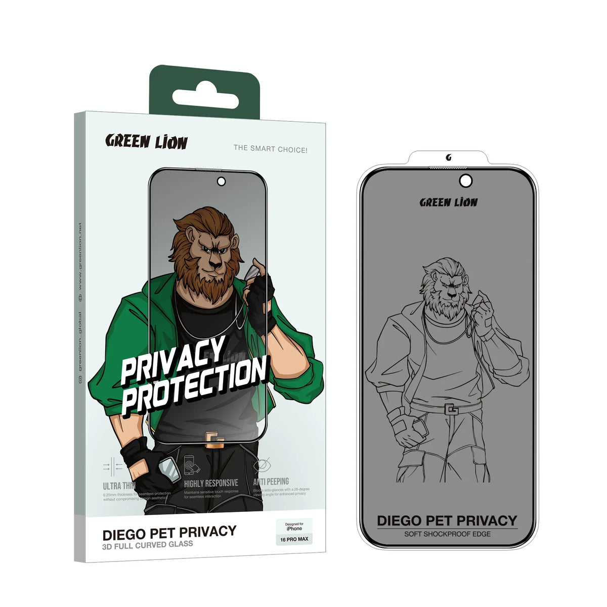 Green Lion Diego Pet Privacy Screen Protector - Black Edge/Privacy – image 12