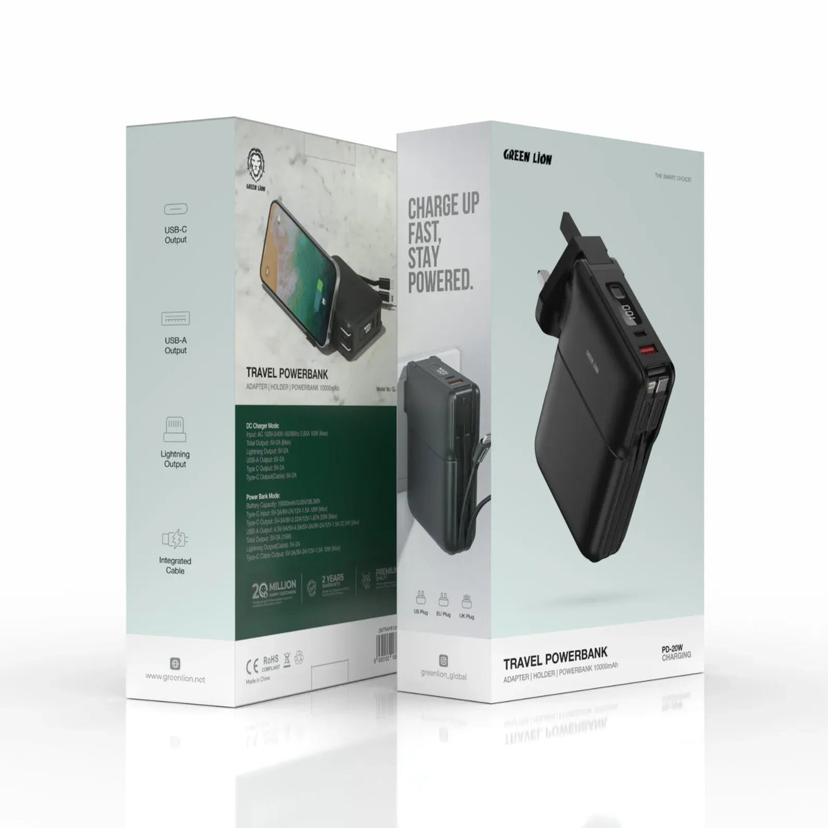 Green Lion Travel Power Bank 10000mAh Adapter Holder Black – image 2