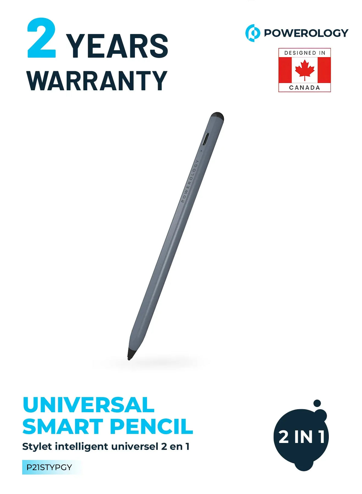 Powerology 2 in 1 Smart Pencil - Grey – image 5