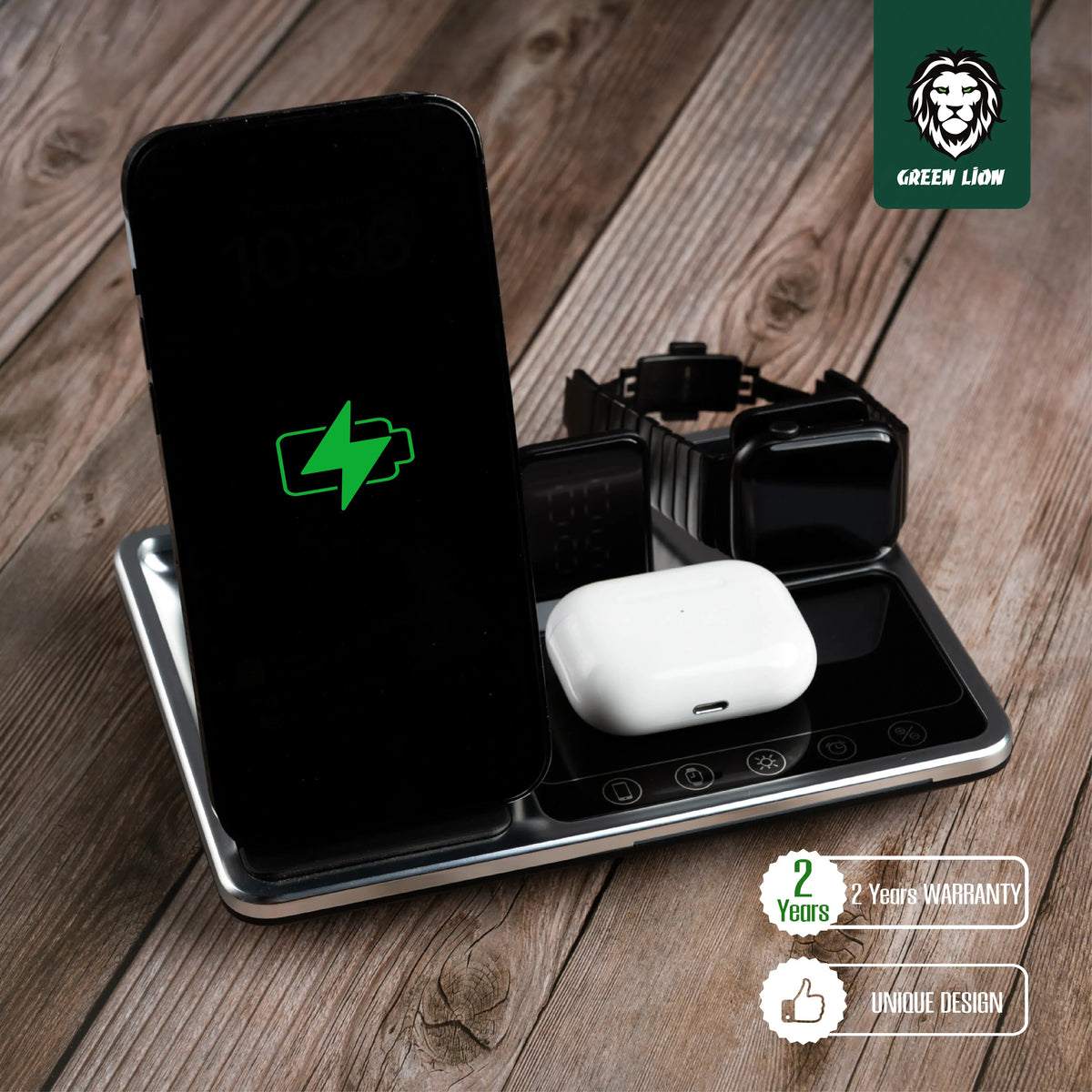 Green Lion 4 in 1 Wireless Charging Station Gray – image 11
