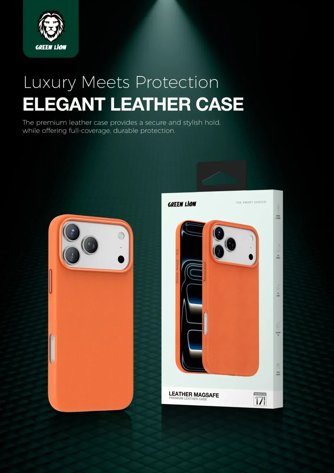 Green Lion Leather Mag Safe Case - Orange – image 4