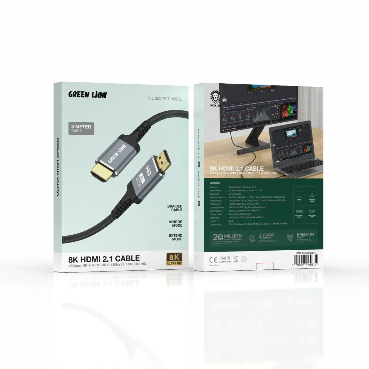 Green Lion 8k Hdmi to Hdmi Cable with 48gbps Bandwidth 3m Length Black – image 4