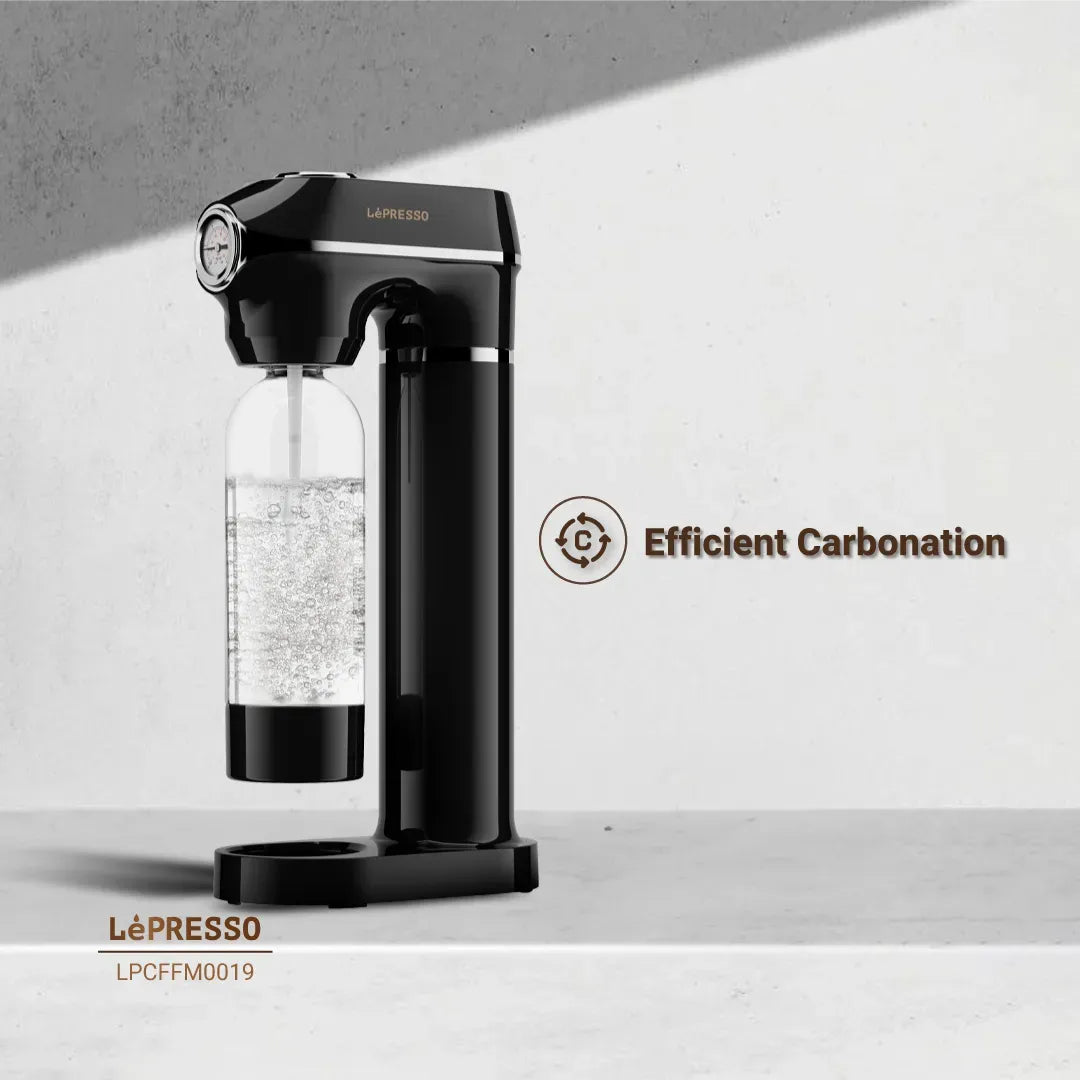 LePresso Carbonator Instant Sparkling Water with Pressure Gauge Efficient Carbonation Black – image 7