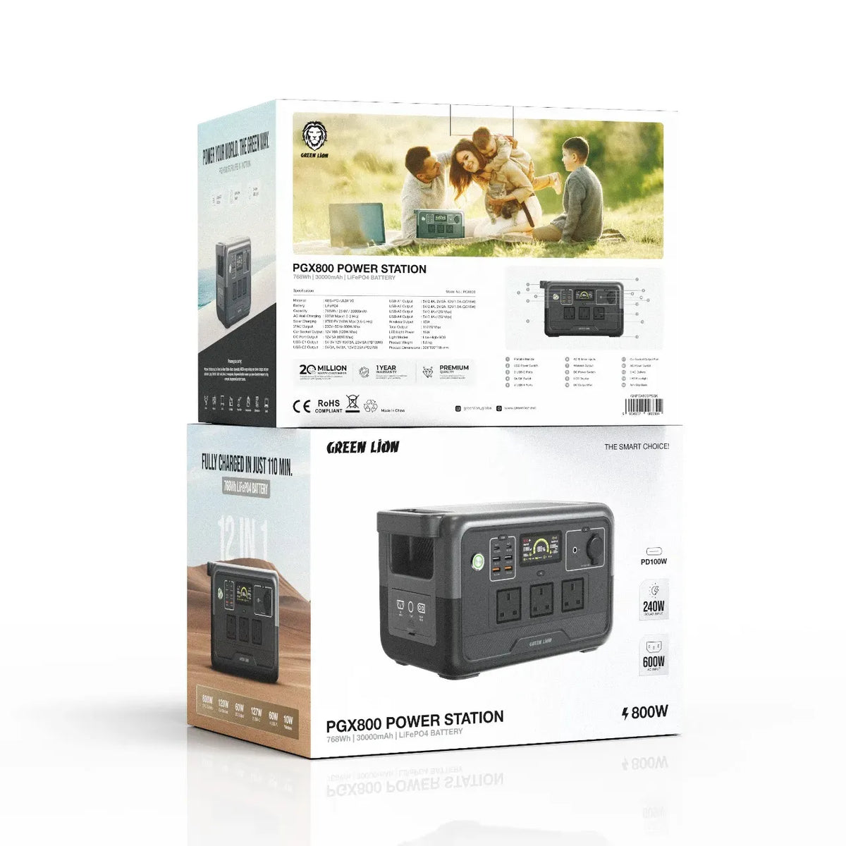 Green Lion PGX 800 Power Station-768 Wh 240000 m Ah 800 W(Li Fe PO 4)-Black – image 2