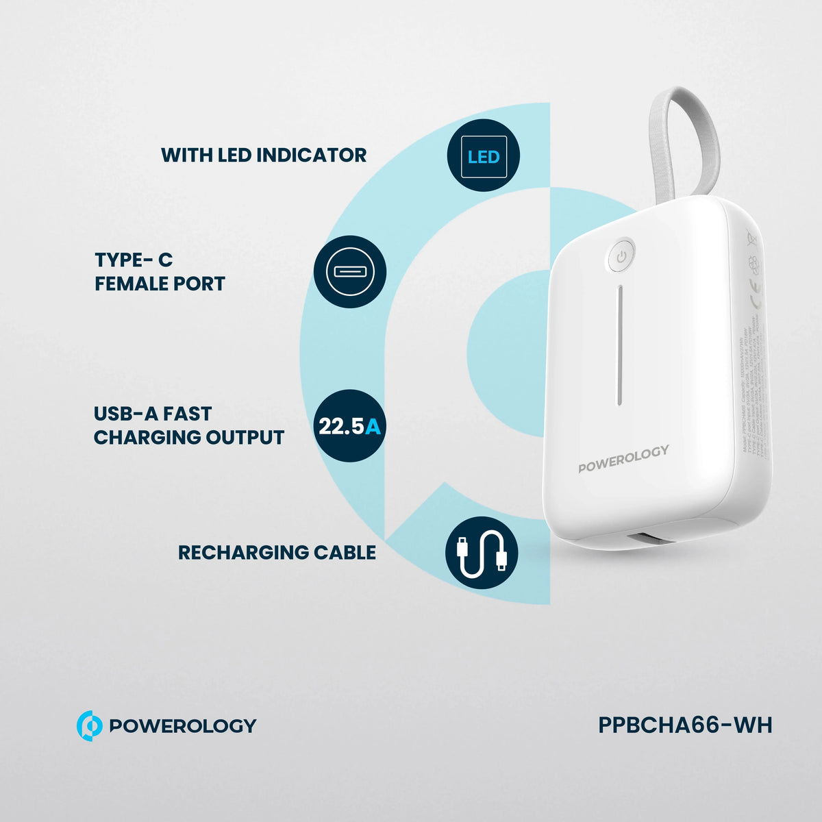 Powerology 10000 m Ah Power Bank - White – image 4