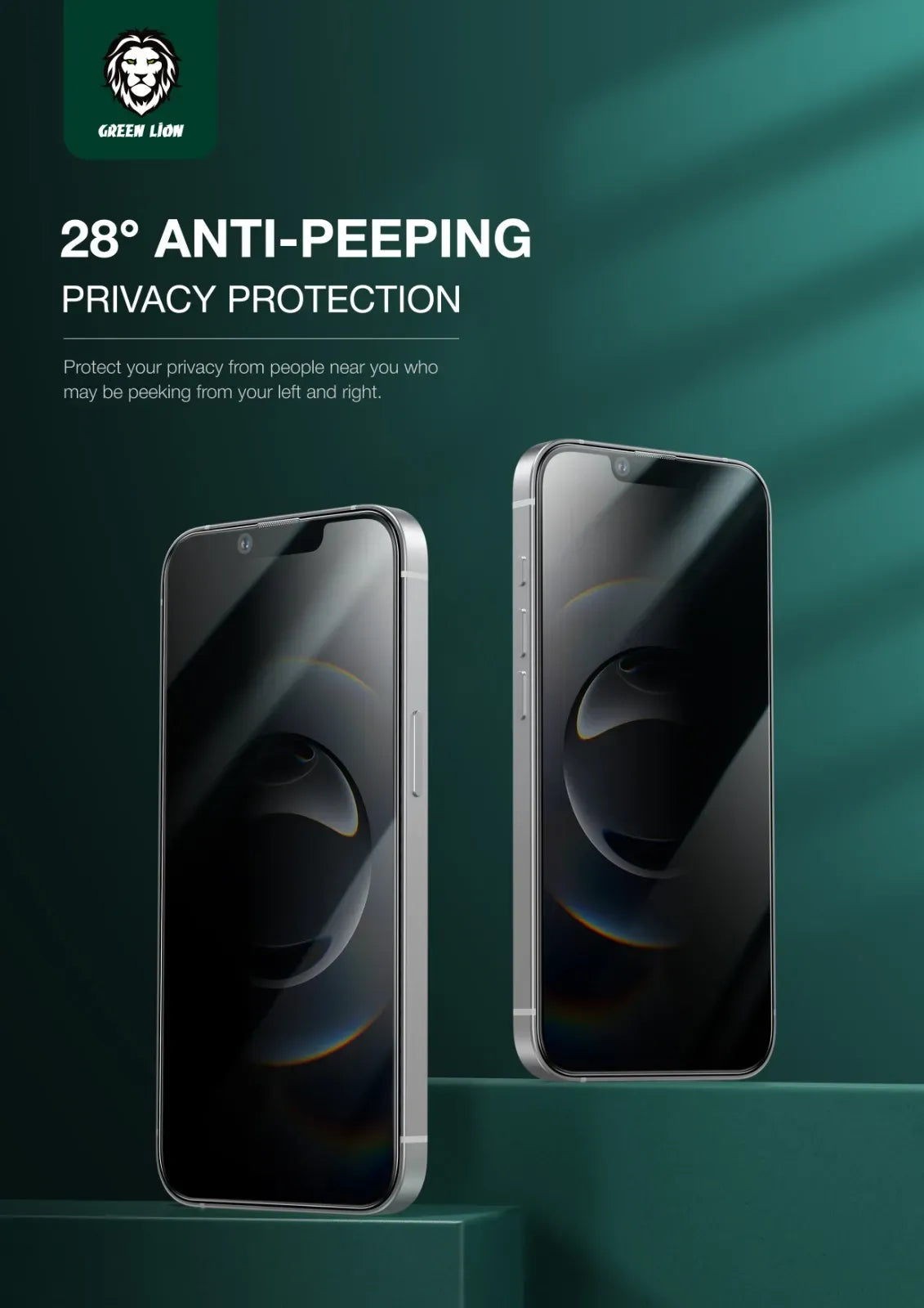 Green Lion 9h Steve Privacy HD for Iphone 16e Black – image 2