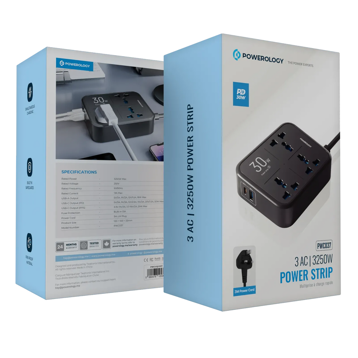 Powerology Power Strip 3250w 3ac Black – image 20