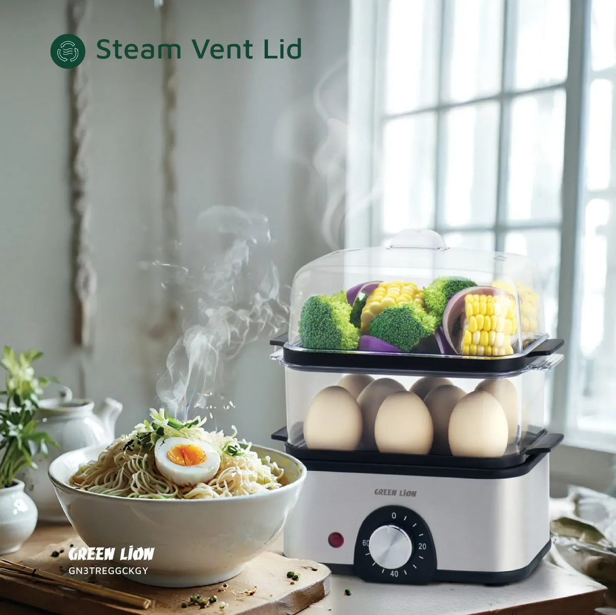 Green Lion 3-Tier Egg Cooker 500 W - Gray – image 17