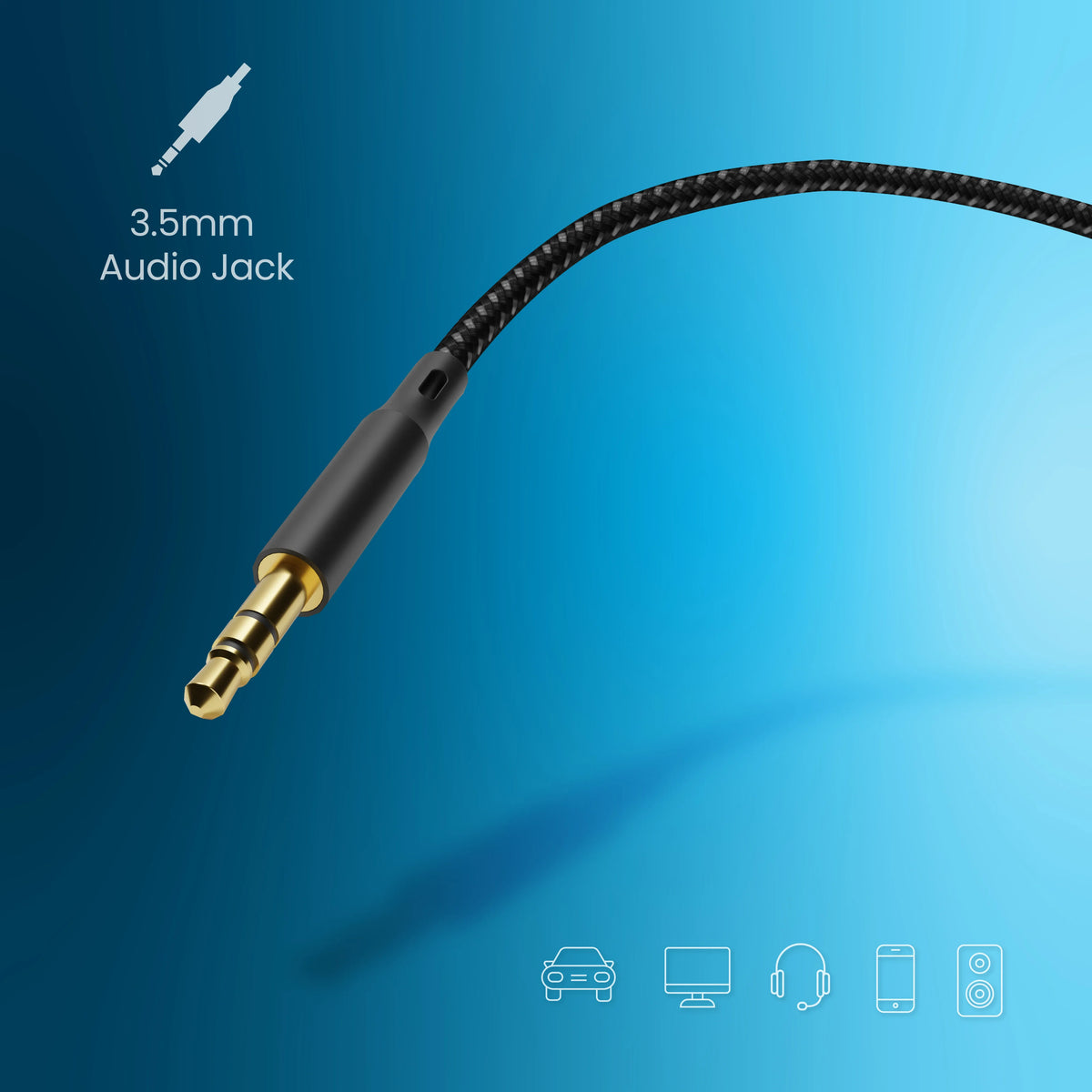 Powerology Braided Aux Lightning Audio Cable 1 2m 4ft – image 1