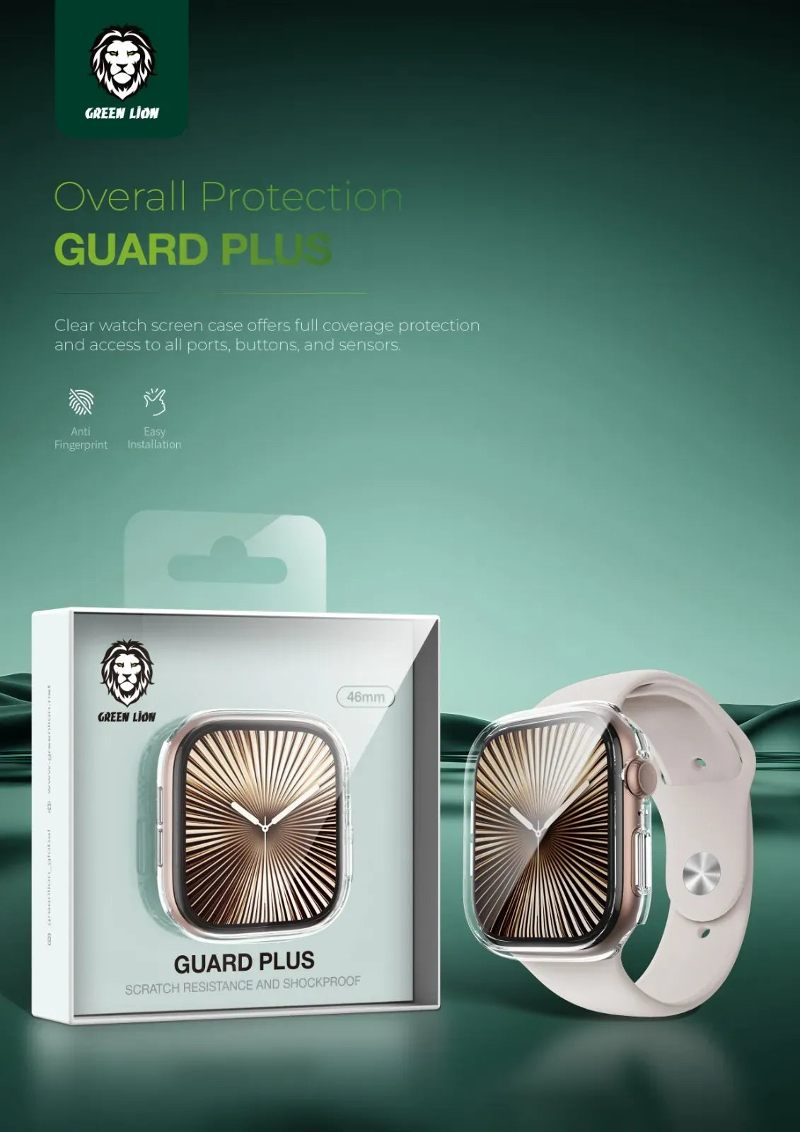 Green Lion Guard Plus PC Casefor Apple Watch - Clear – image 5