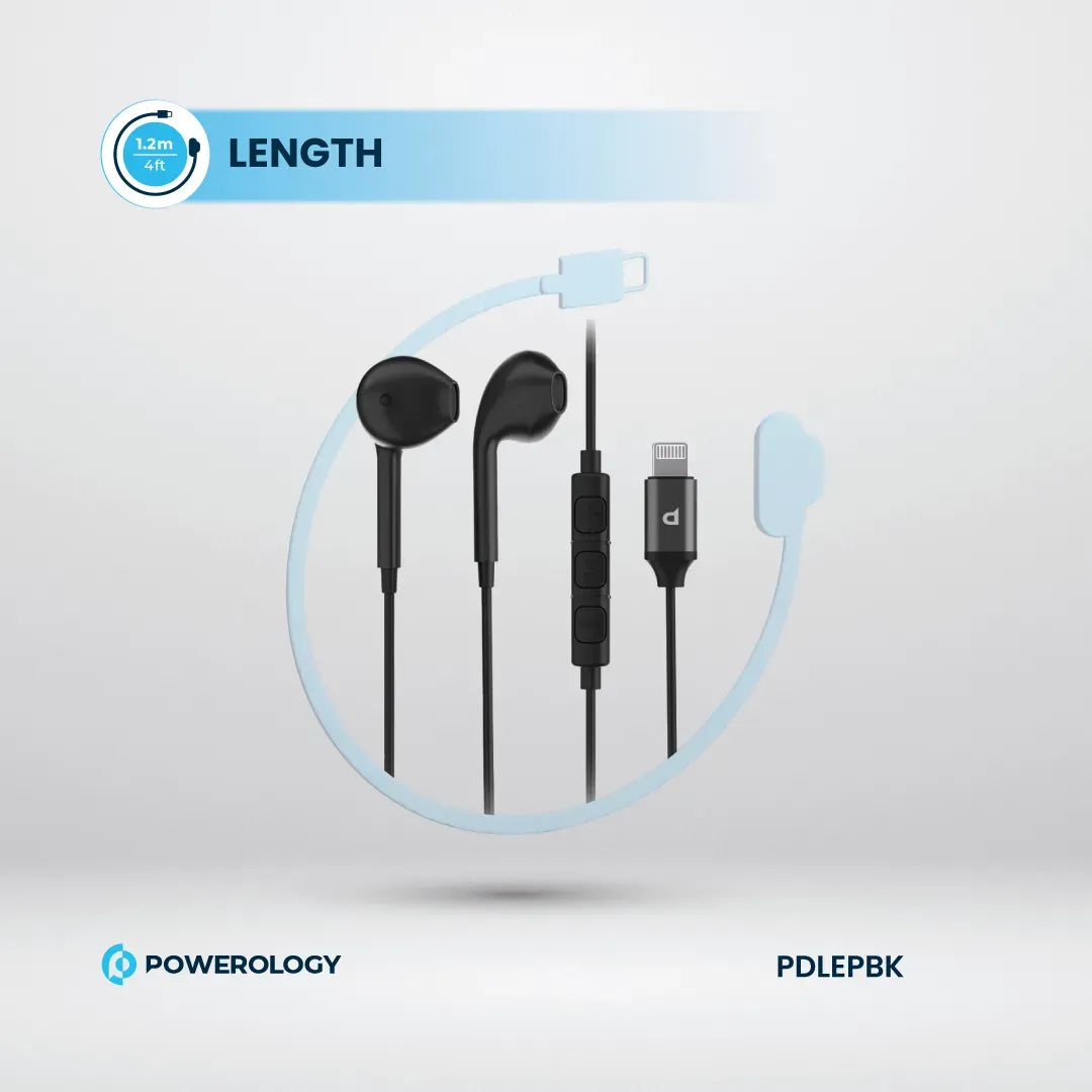 Powerology Stereo Earphone Lightning Connector 1.2 m/4 ft - Black – image 7