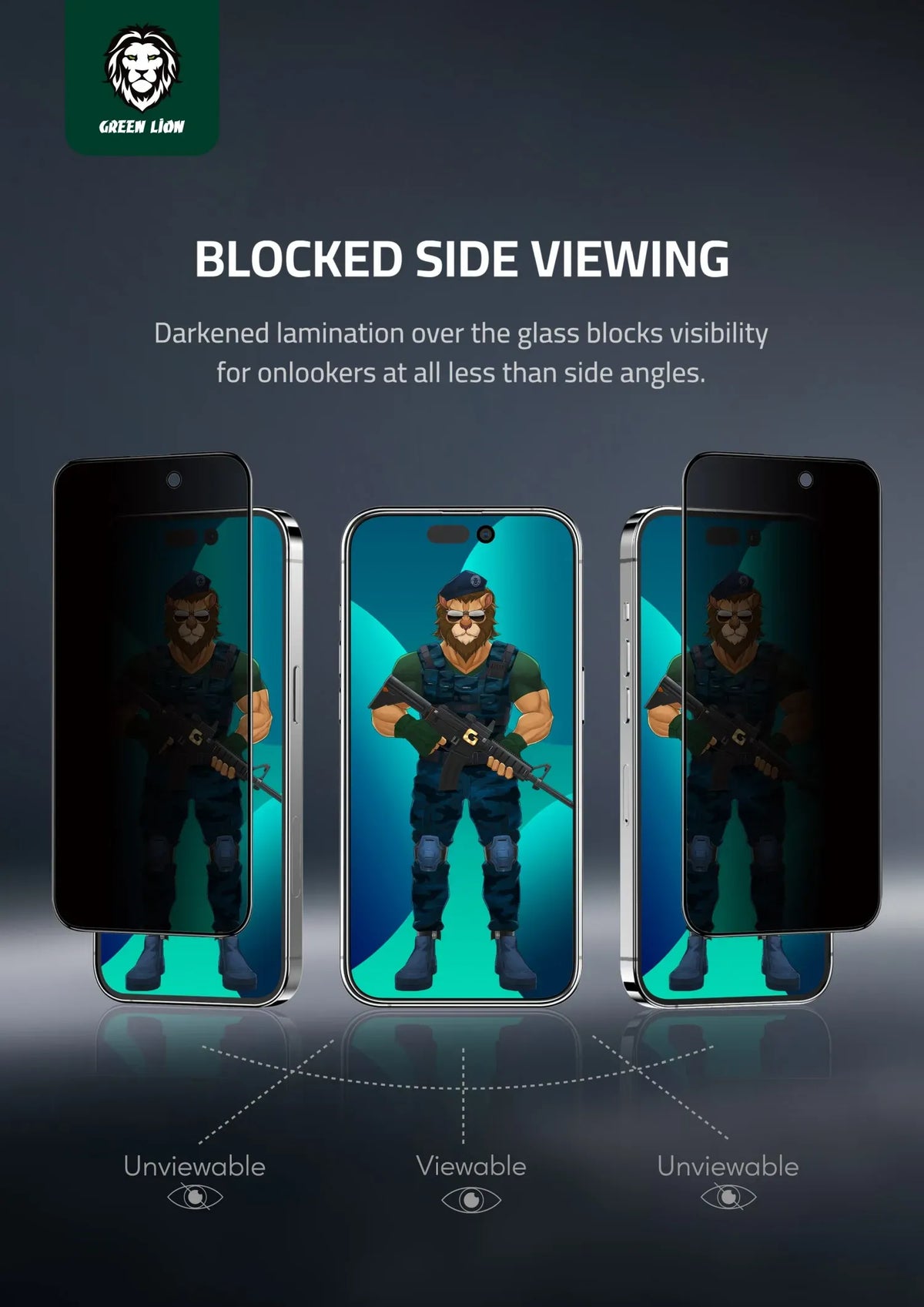 Green Lion 3d Pet Privacy Glass Screen Protector for Iphone 14 Pro Max Black Edge Privacy – image 7