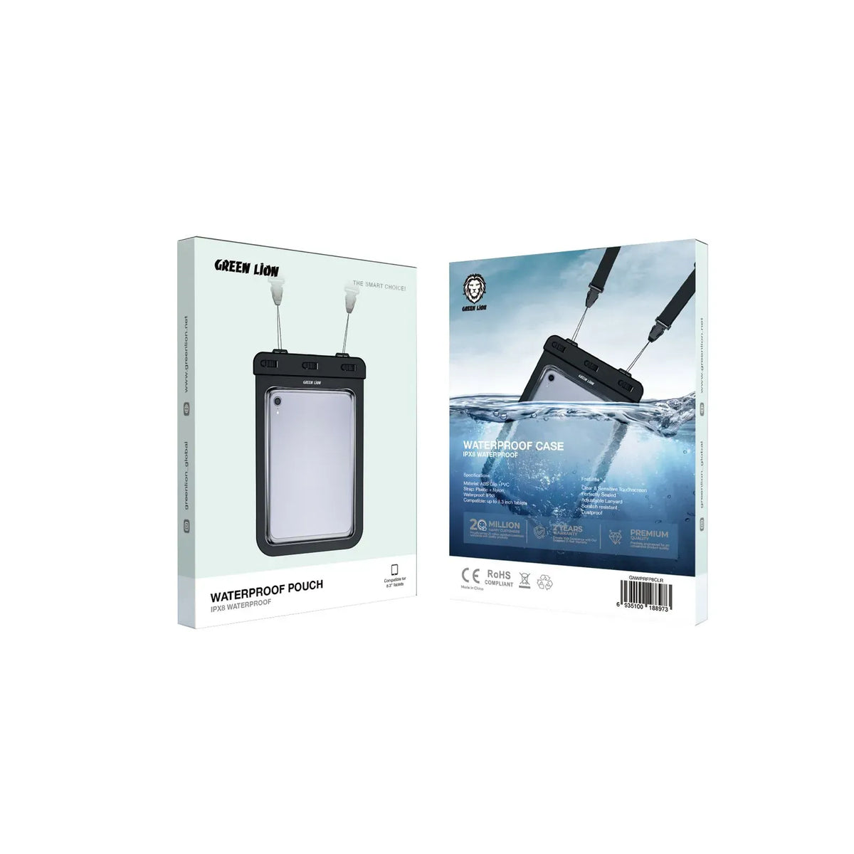Green Lion Waterproof Pouch IPX 8 Waterproof - Clear