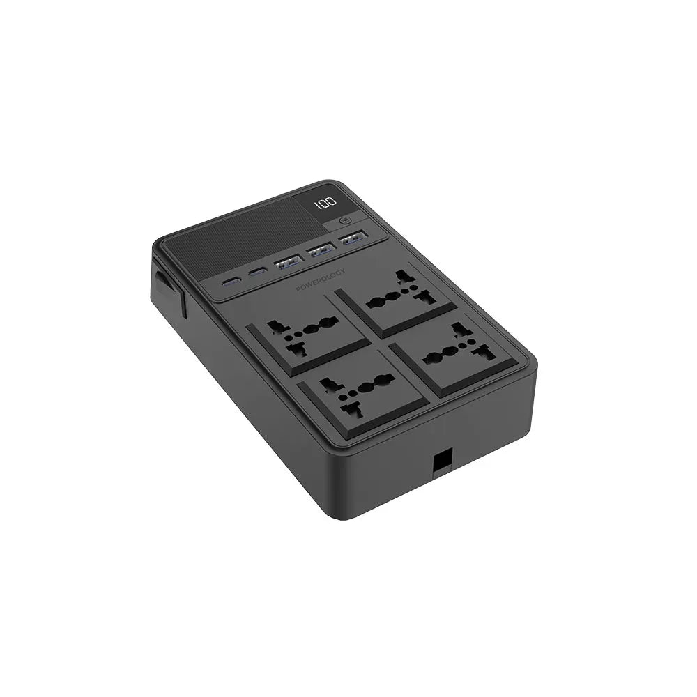 Powerology 2500w 4 AC Power Strip with Built in Retractable Cables Black – image 15
