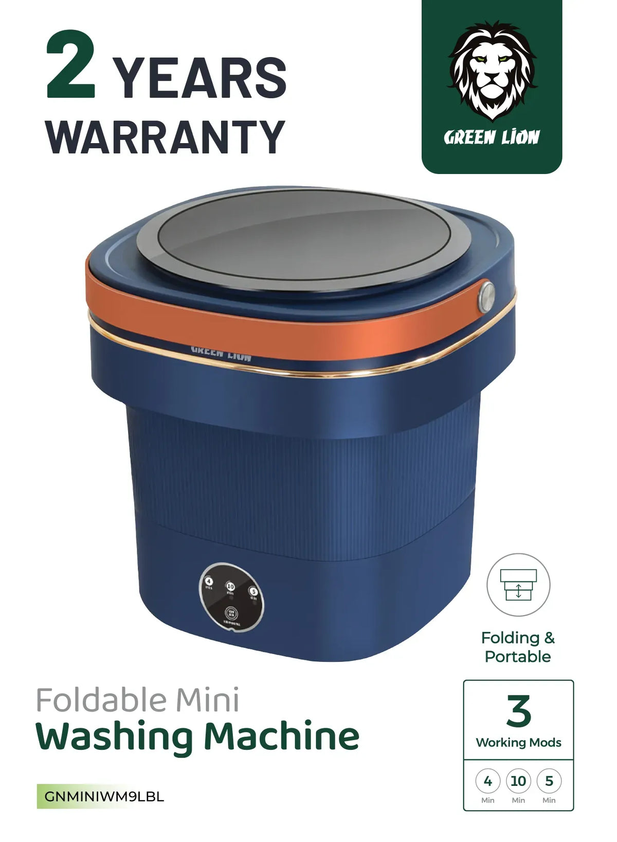 Green Lion Foldable Mini Washing Machine 9l 60w Blue – image 4