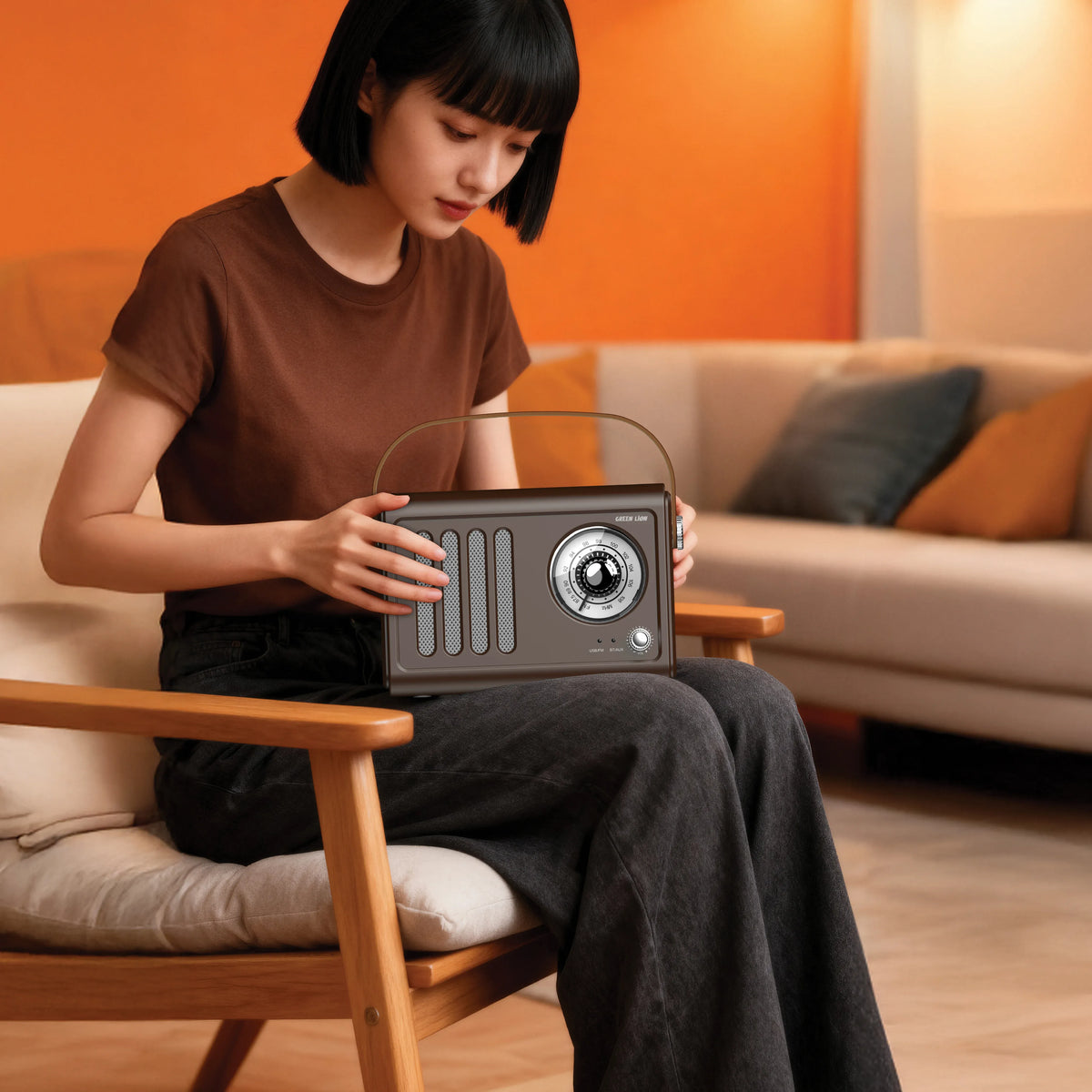 Green Lion Vintage Radio Speaker - Brown – image 3