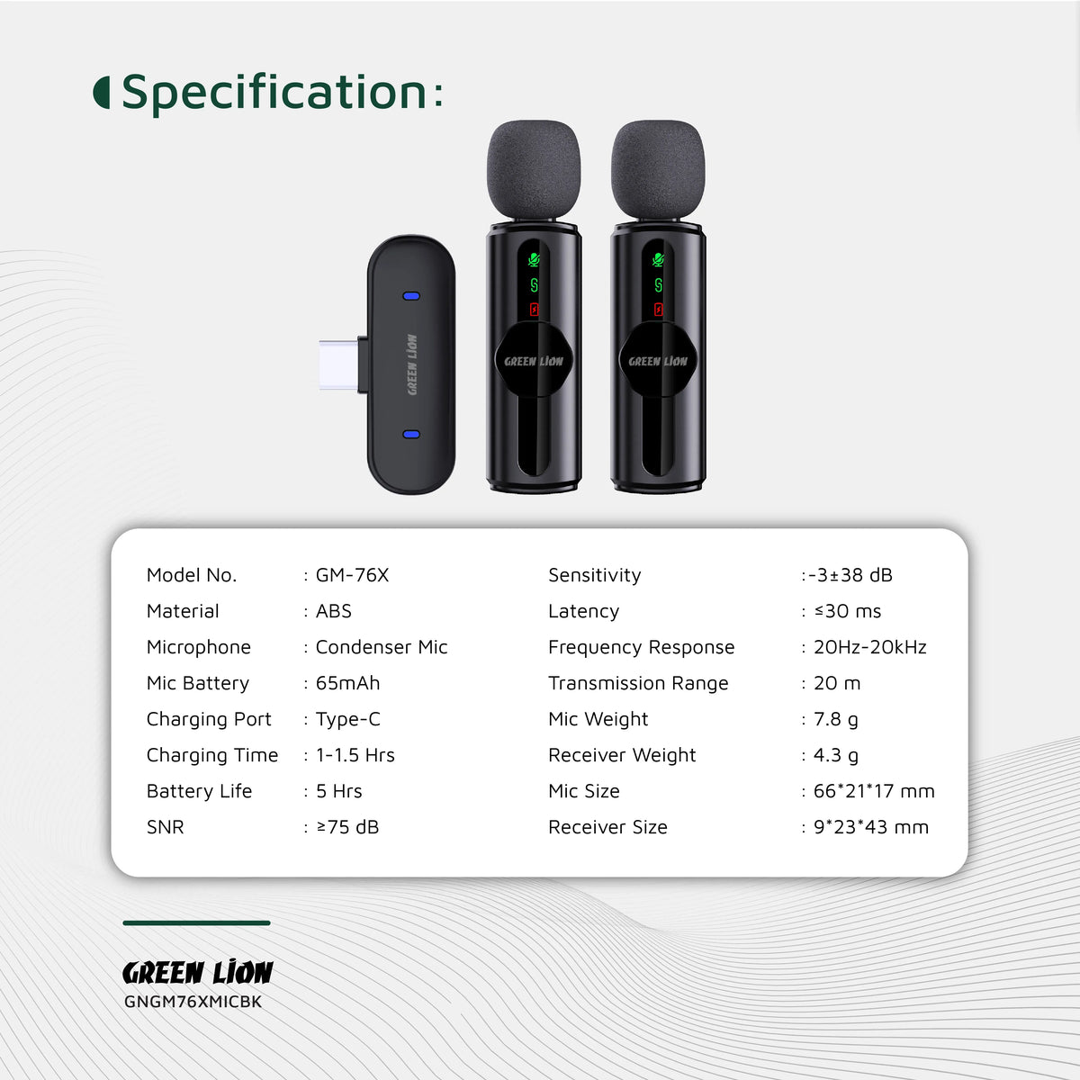 Green Lion Microphone 3 Level Noise Cancellation Black – image 9