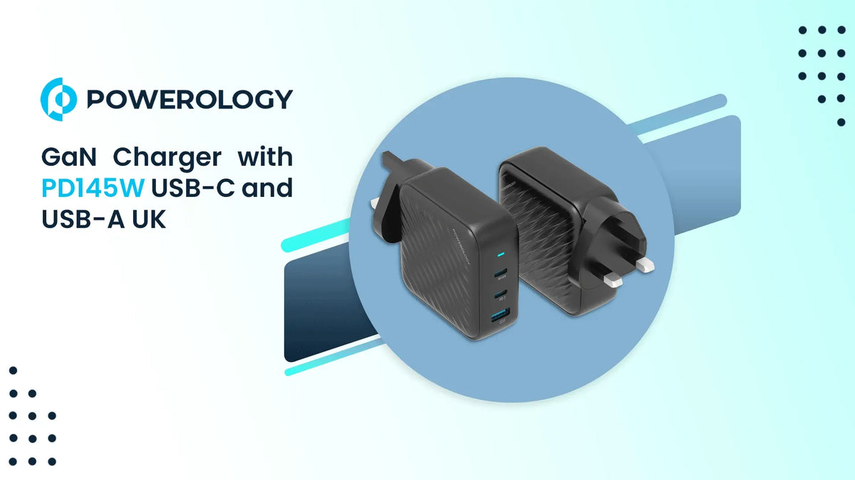 Powerology 140w PD QC 2xusb C and 1xusb A Gan Charger Uk Black – image 4