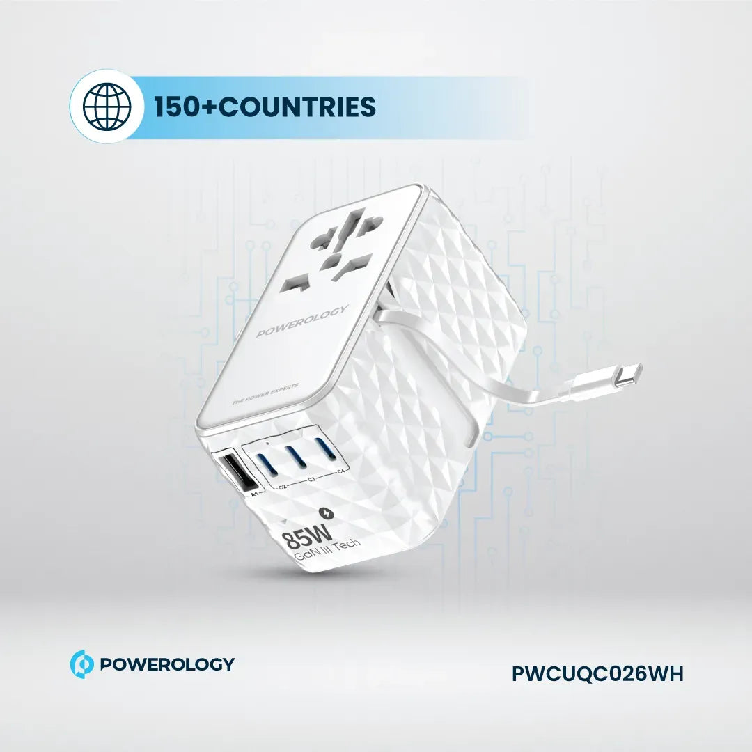 Powerology 85 W Super Charger Retractable Type-CCable - White – image 7