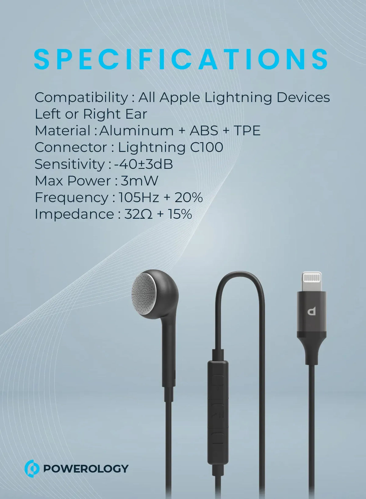Powerology Mono Earphone Lightning Connector - Black – image 6