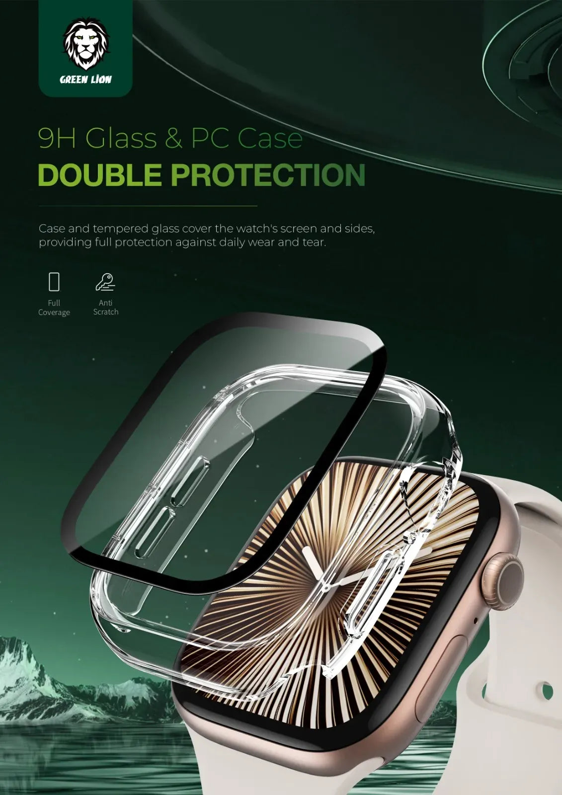 Green Lion Guard Plus PC Casefor Apple Watch - Clear – image 3
