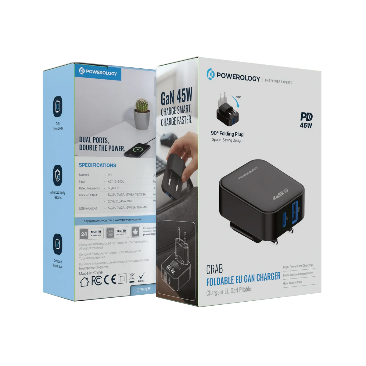 Powerology Crab Foldable Eu Gan Charger Black – image 15