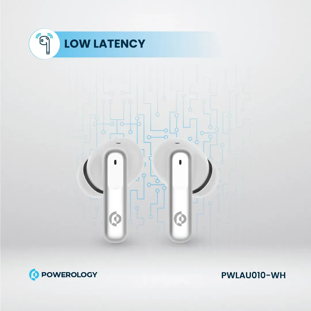 Powerology 6 Mic Hybrid ANC + ENCTrue Wireless Buds - White – image 3