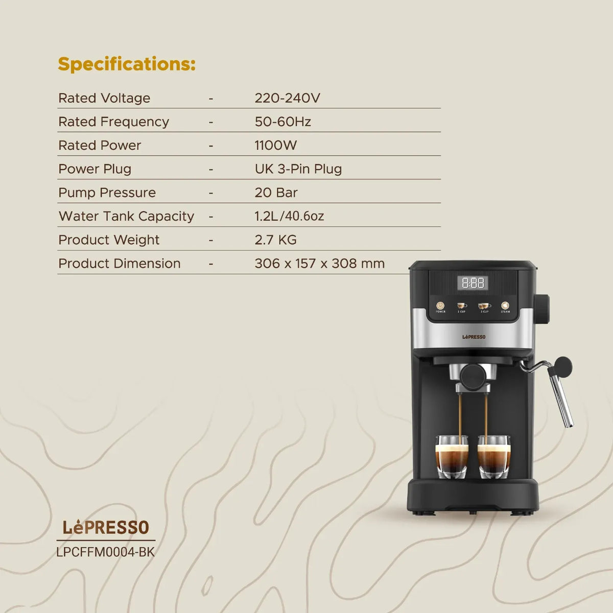 LePresso Suprema Espresso Machine Black – image 10