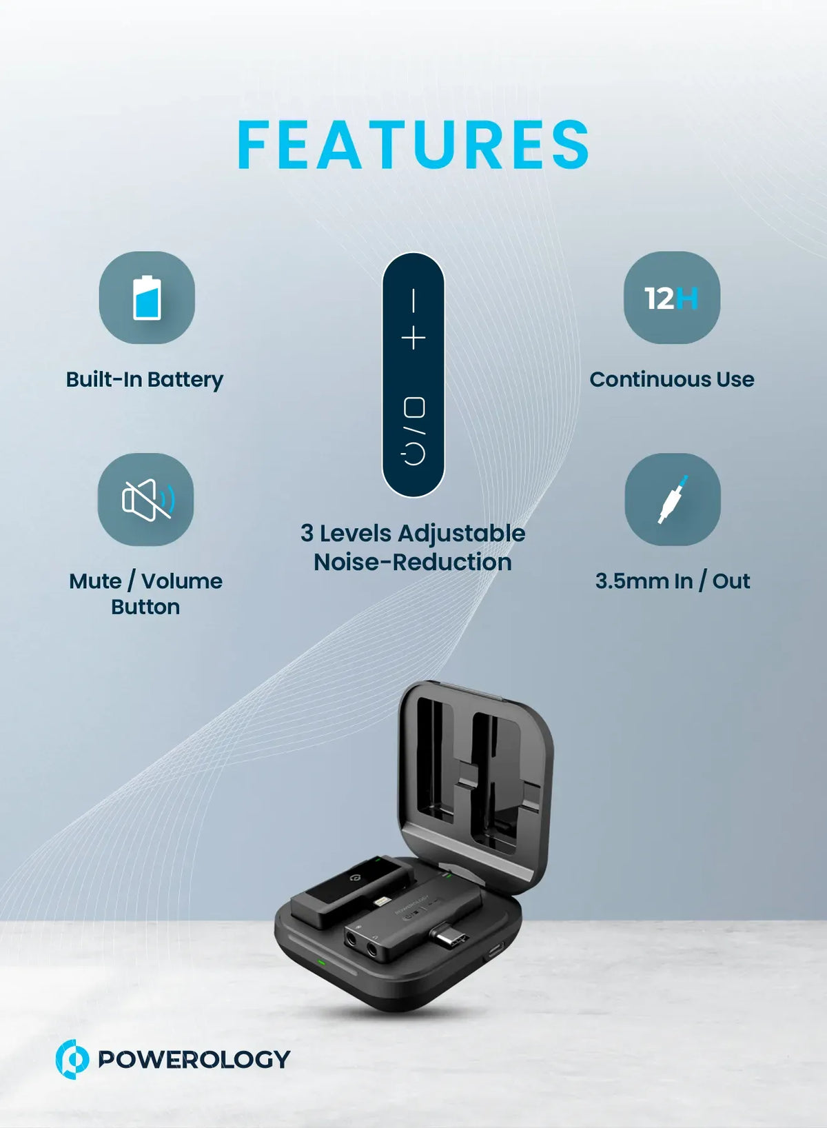 Powerology Mfi Dual Connector Wireless Lavalier Microphone X1 Mic 1000mAh Black – image 9