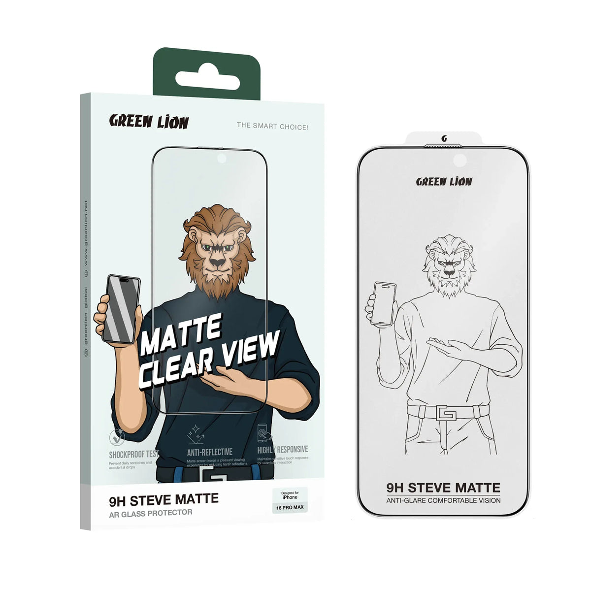 Green Lion 9 HSteve Matte AGGlass Protector - clear – image 2