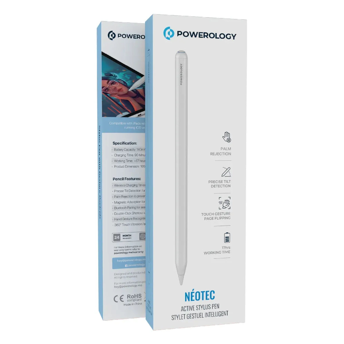 Powerology Neotec Active Stylus Pen Stylet Gestuel Intelligent White – image 2
