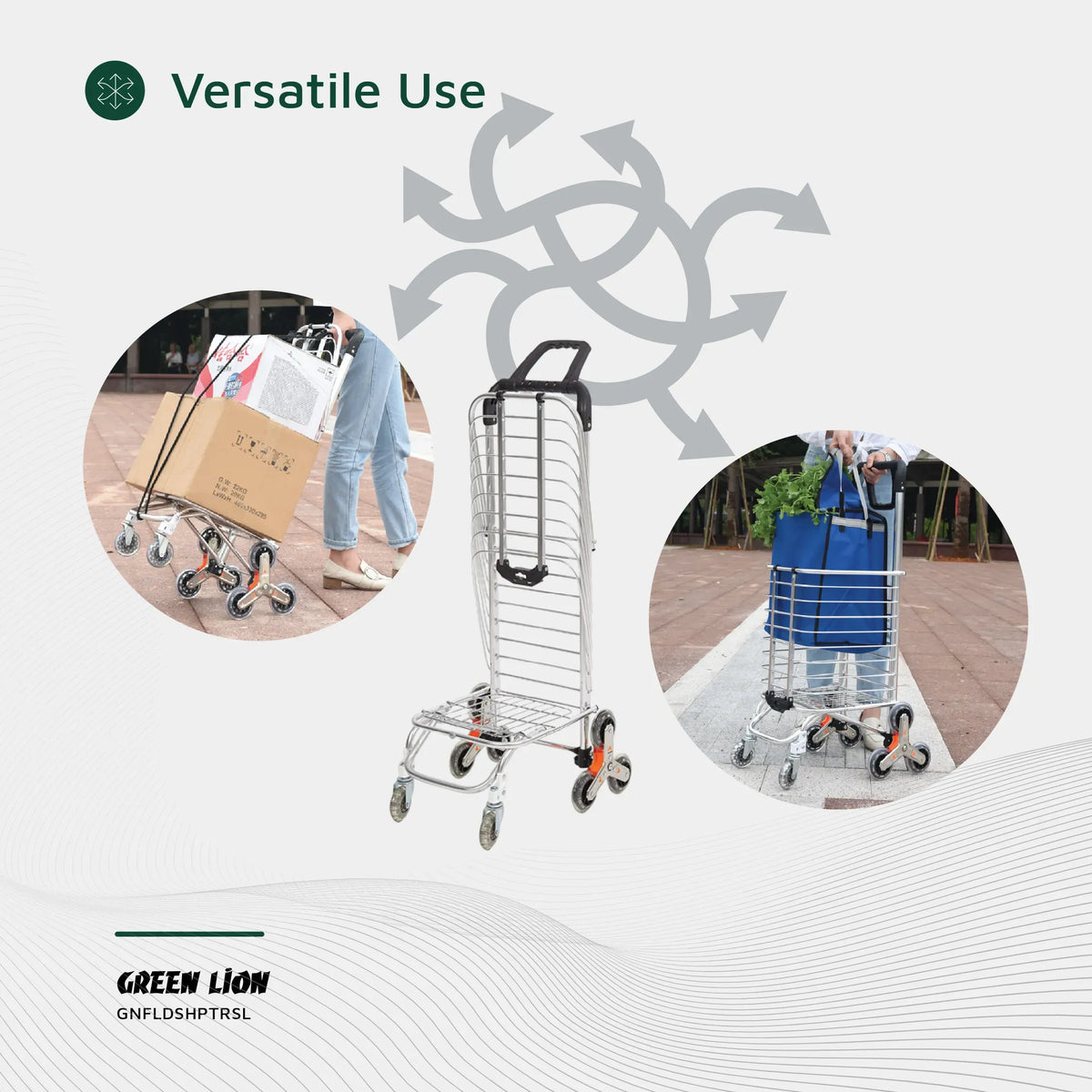 Green Lion Foldable Shopping Trolley Silver – image 14