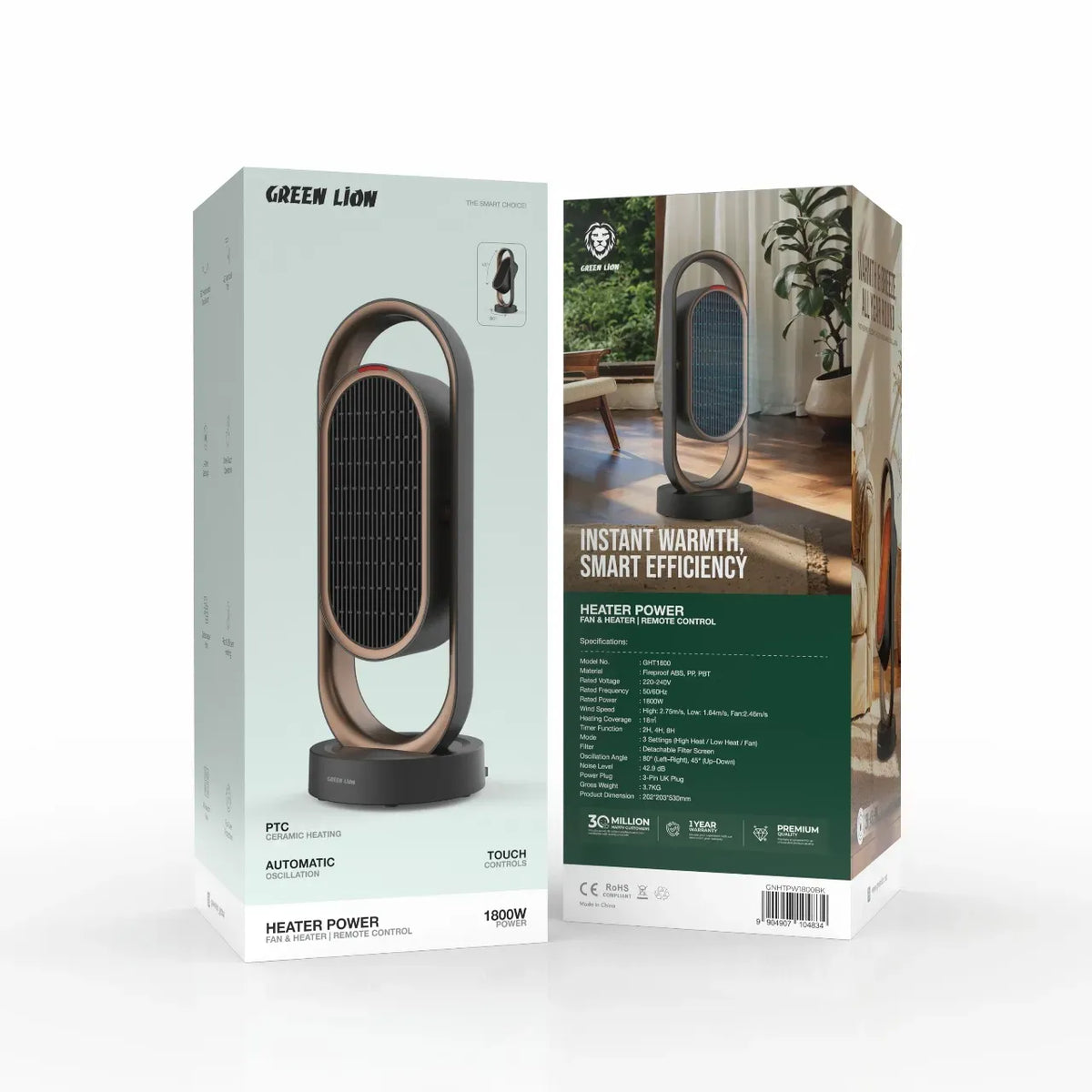 Green Lion Heater Power Ceramic Heatingwith Remote Control 1800 W - Black – image 3