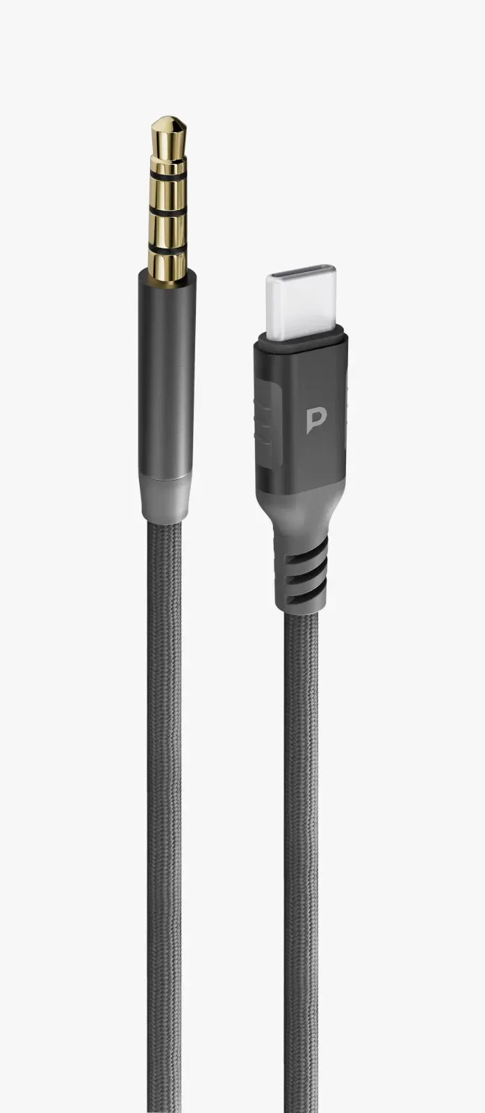 Powerology Power Sync Weave USB C to 3 5mm Audio 1 2m Cable Gray – image 3