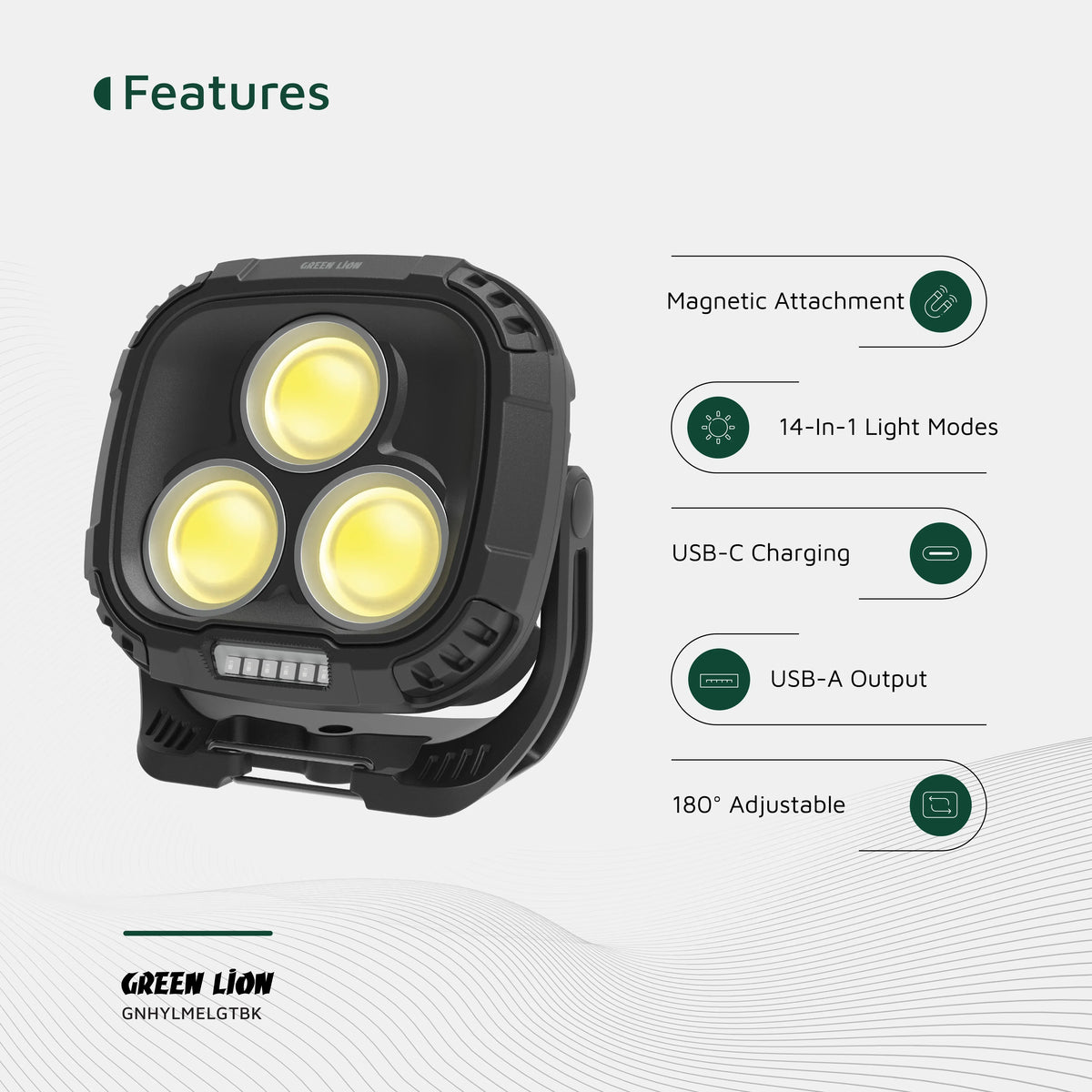 Green Lion Hyper Lume Working Light 1000lm Black – image 13