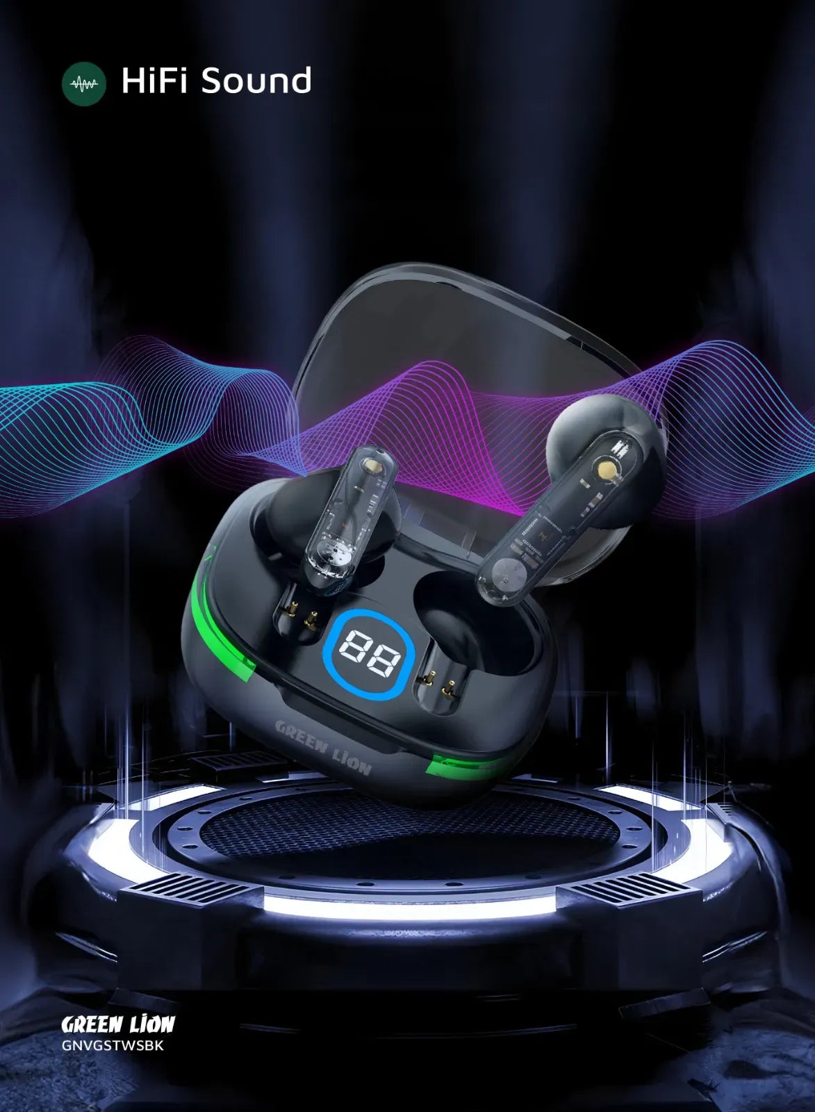 Green Lion Vegas True Wireless Earbuds Black – image 8
