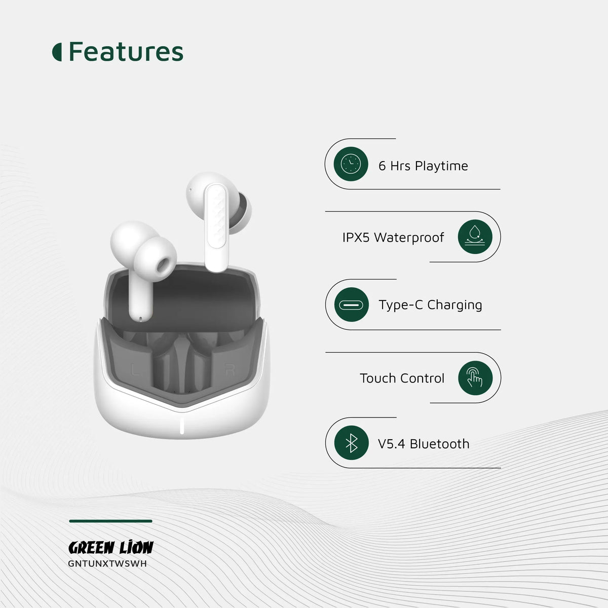 Green Lion Tune XTrue Wireless Earbuds - White – image 9