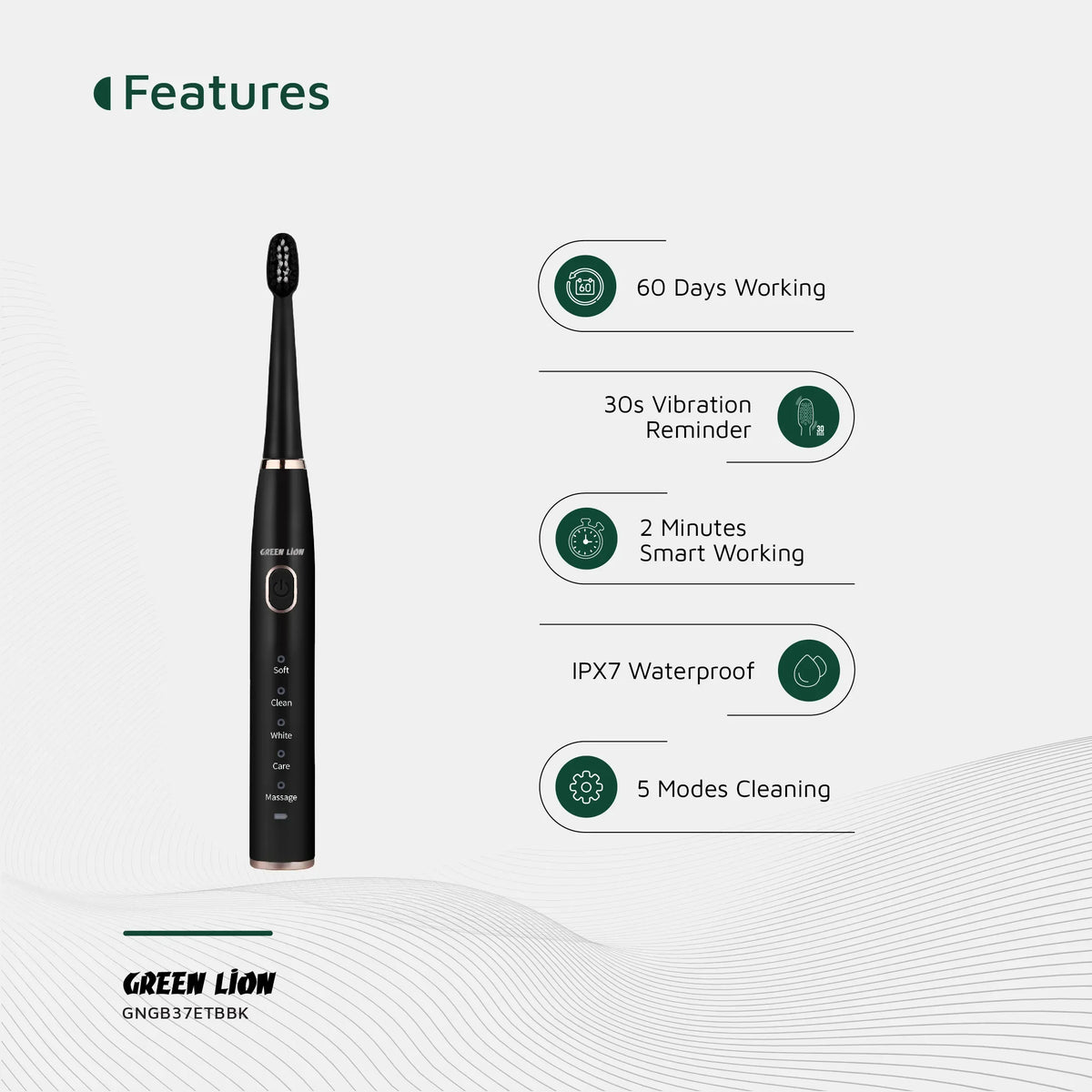 Green Lion GB-37 Electric Tooth Brush - Black – image 15